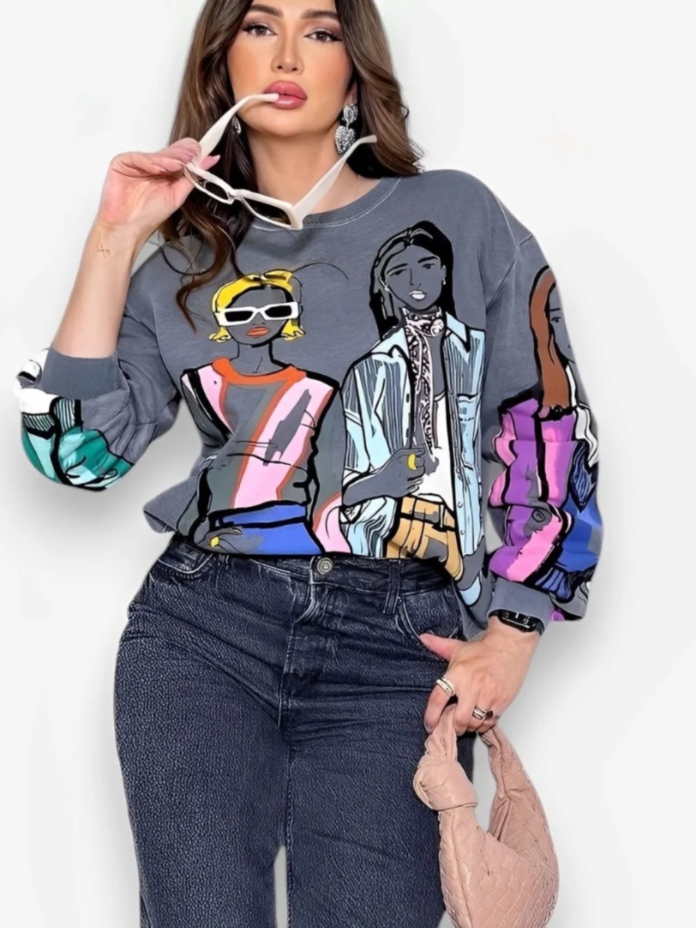 Swank a Posh Printed Graphic Sweatshirt‎ Size Large (M)